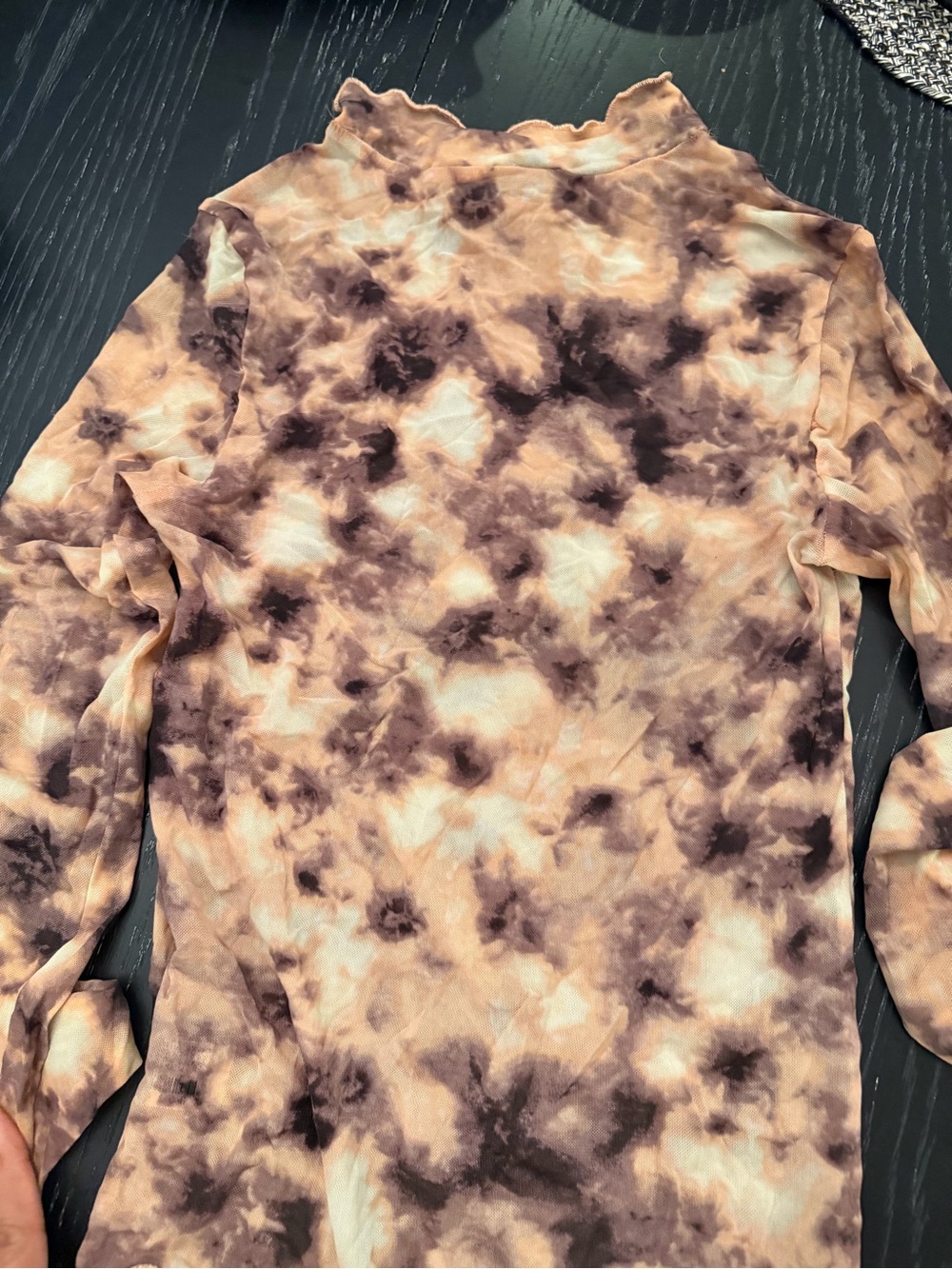 Forever 21 Peach and Brown Tie-Dye Long Sleeve Top